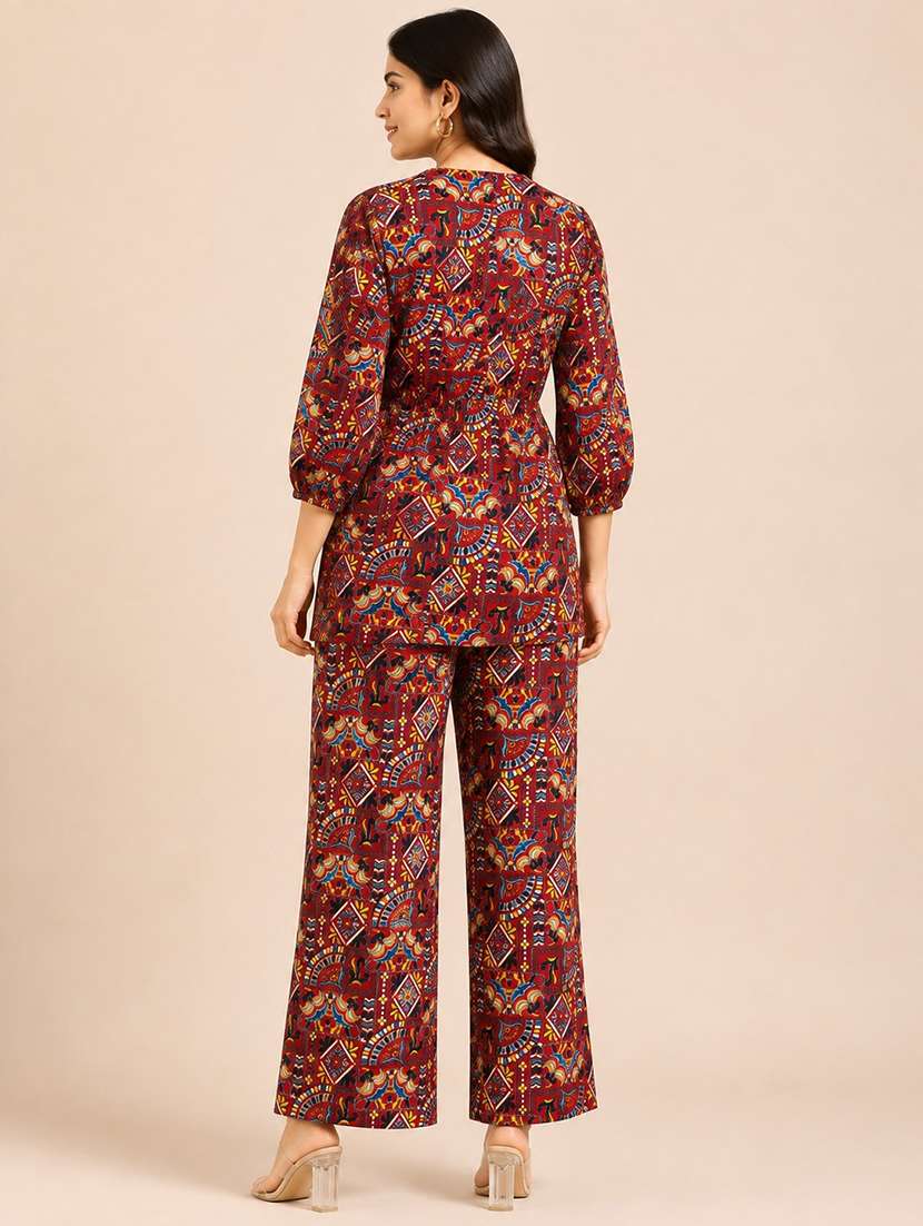 Women Printed Three Quarter Sleeves Ethnic Co-ord Set - 22729658 -  Standard Image - 4