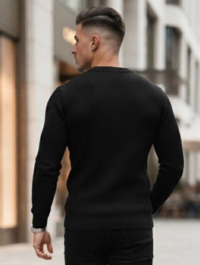 Men Self Design Long Sleeve Regular Fit Pullover - 22729662 -  Standard Image - 1