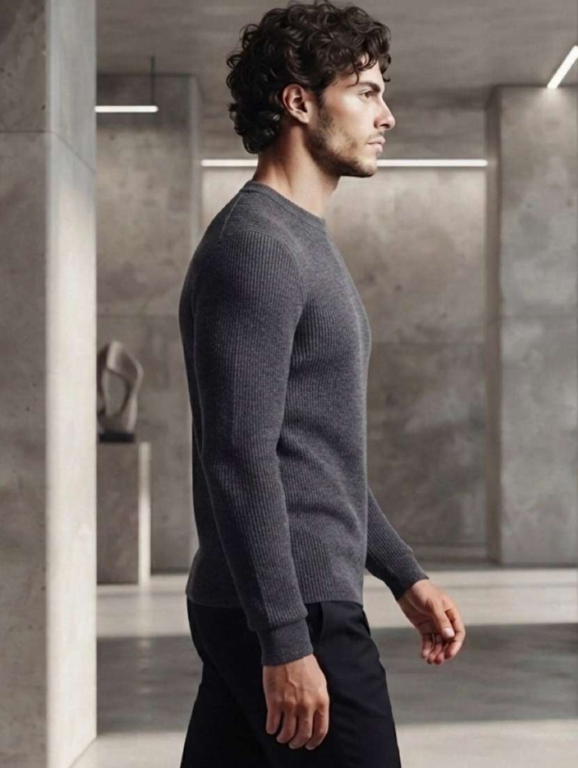 Men Self Design Long Sleeve Regular Fit Pullover - 22729663 -  Standard Image - 1