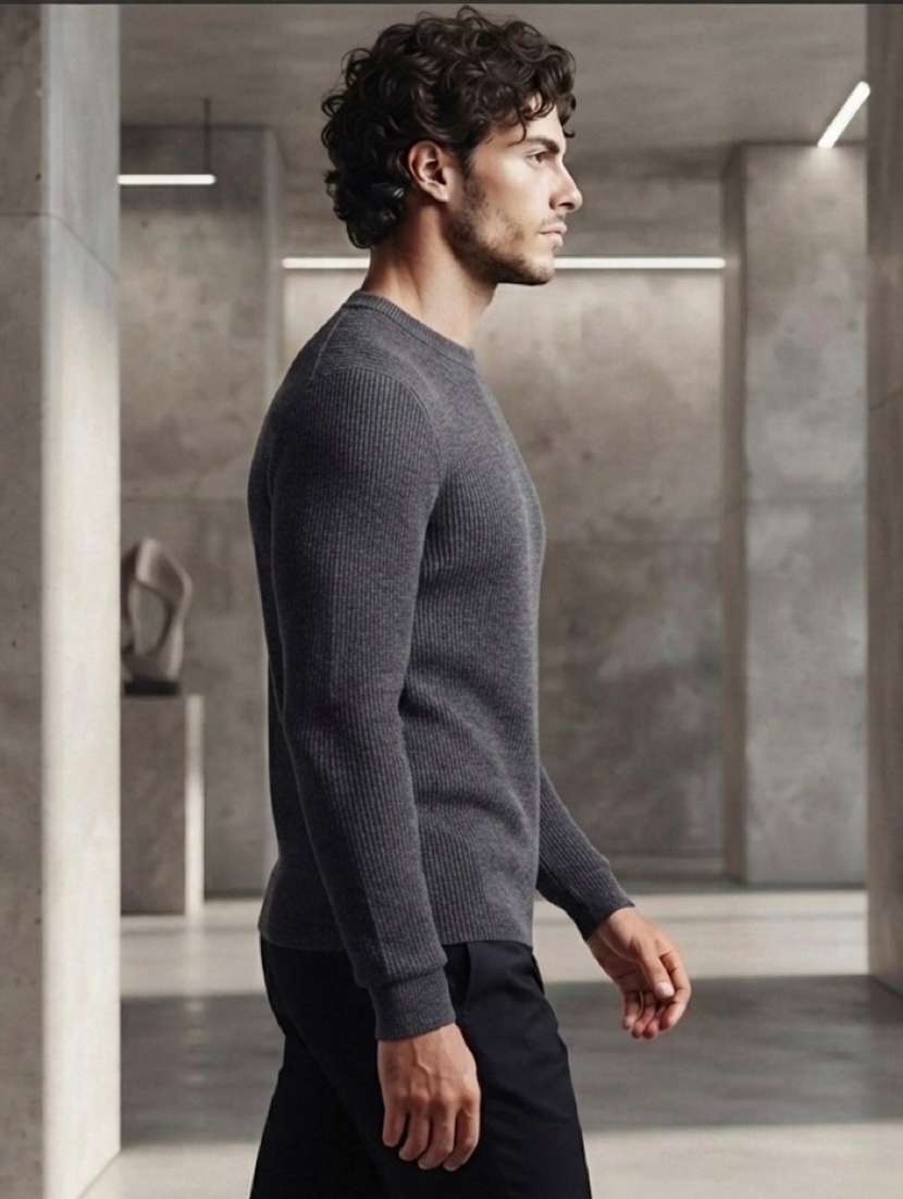 Men Self Design Long Sleeve Regular Fit Pullover - 22729672 -  Standard Image - 1