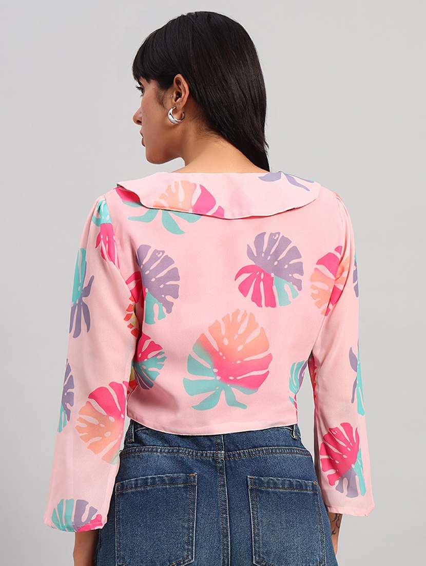 Women Printed Three Quarter Sleeves Crop Top - 22729703 -  Standard Image - 4