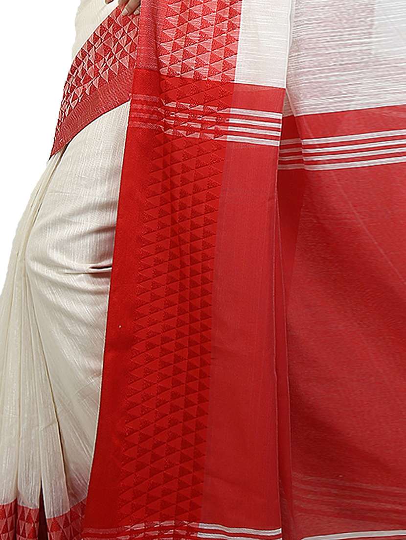 Women Solid With Bordered Handloom Saree With Blouse - 22729715 -  Standard Image - 1