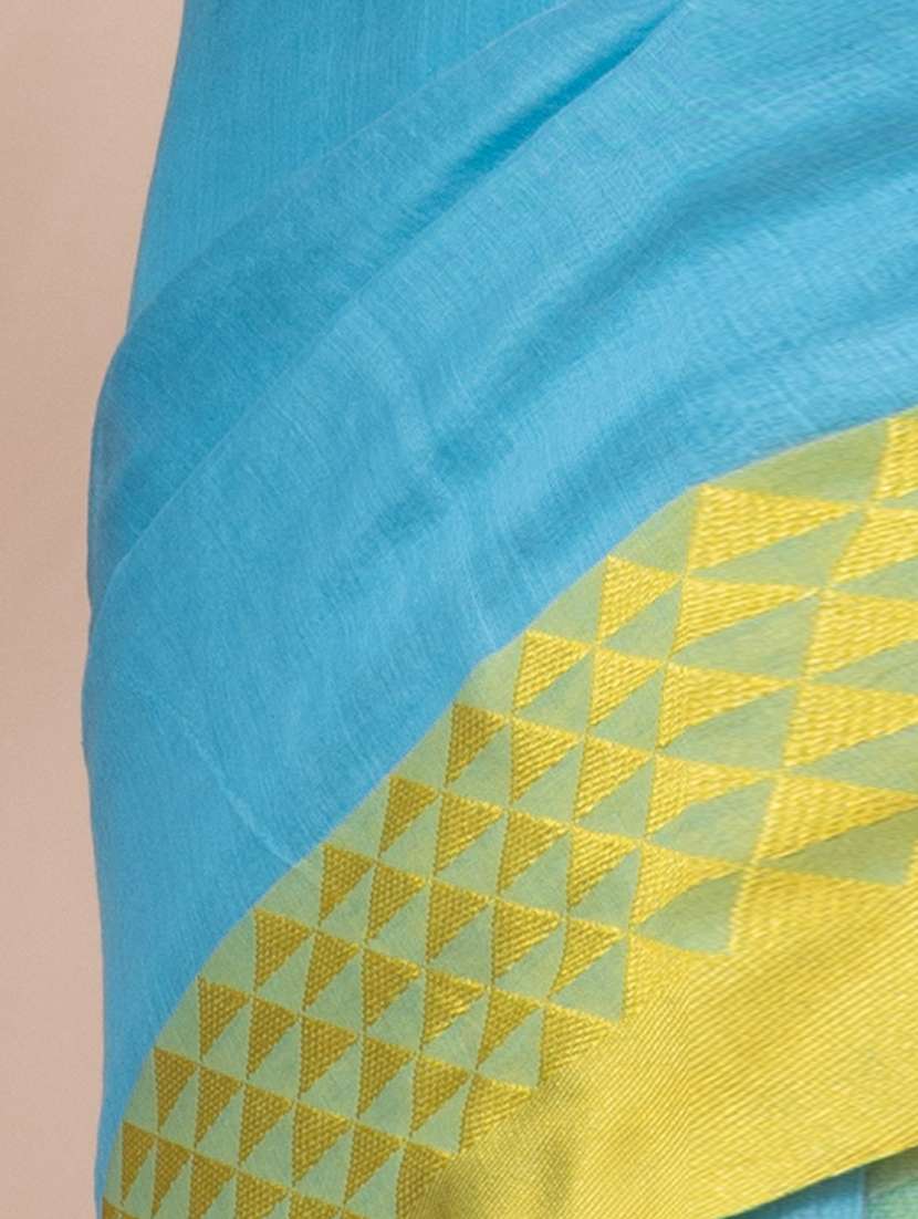 Women Solid With Bordered Handloom Saree With Blouse - 22729716 -  Standard Image - 1