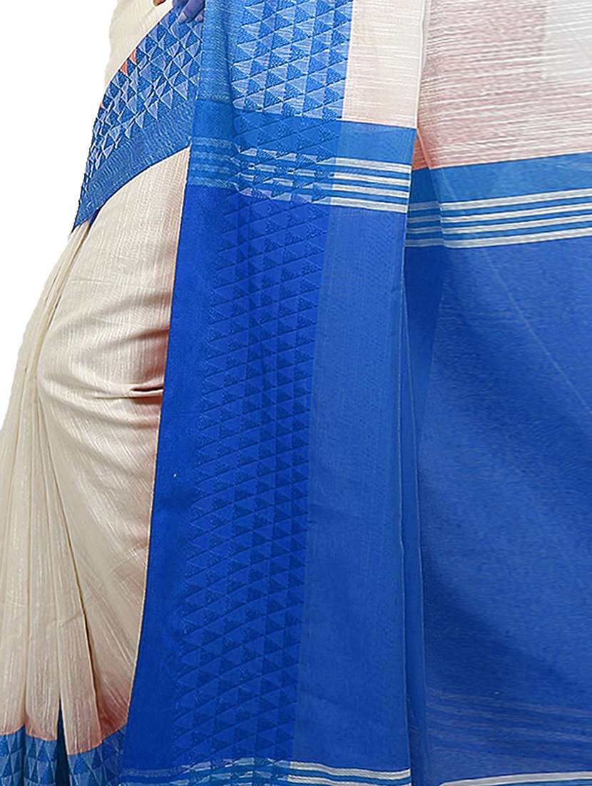 Women Solid With Bordered Handloom Saree With Blouse - 22729717 -  Standard Image - 1