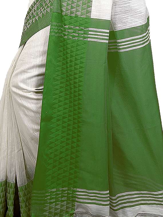 Women Solid With Bordered Saree With Blouse - 22729720 -  Standard Image - 1