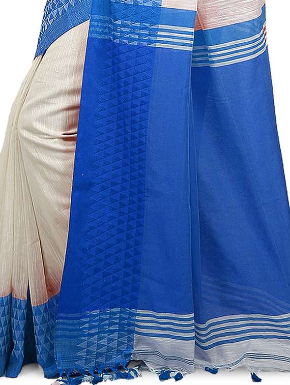 Women Solid With Bordered Saree With Blouse - 22729723 -  Standard Image - 1