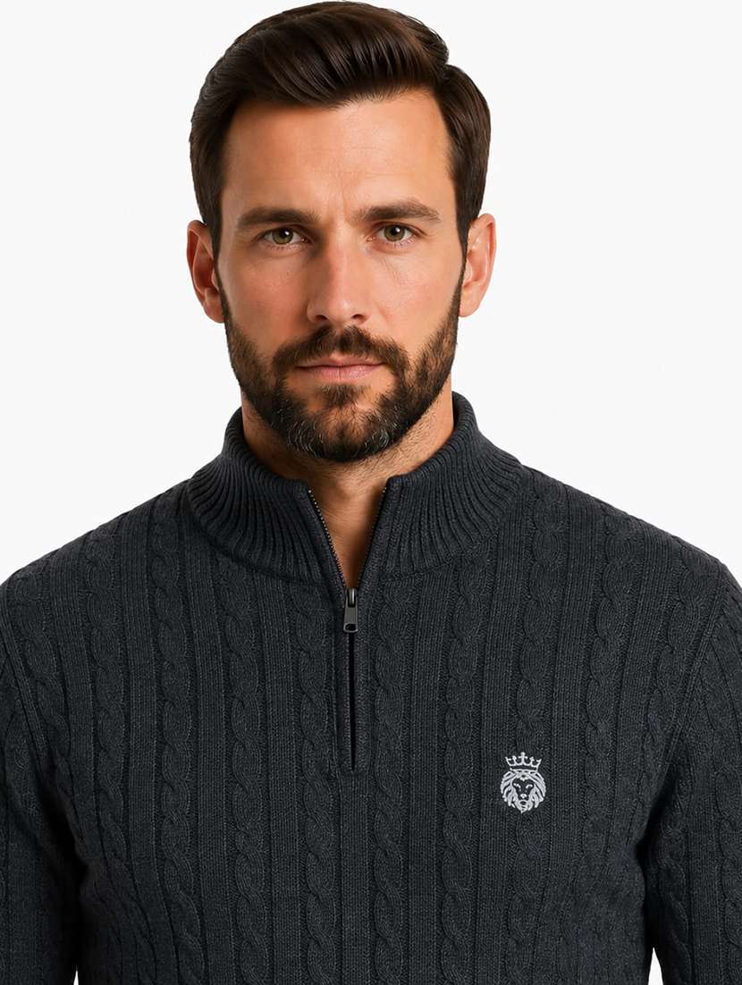 Men Self Design Long Sleeve Regular Fit Pullover - 22729733 -  Standard Image - 1
