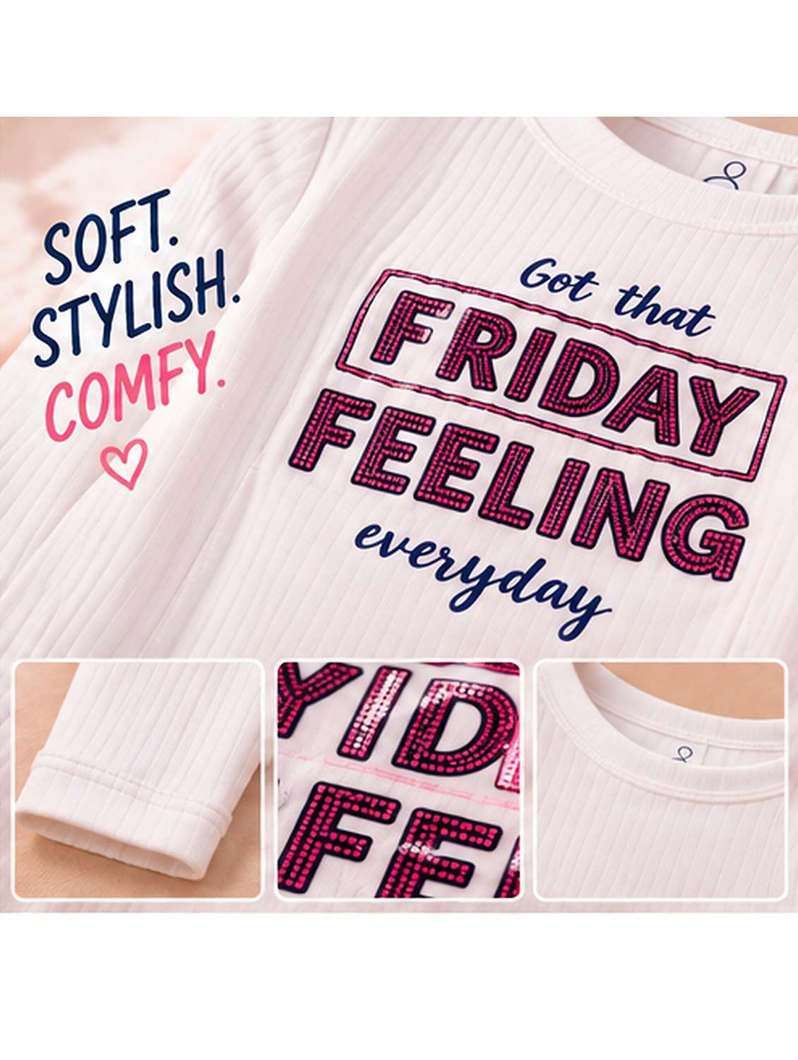 Girls Typographic Long Sleeves Regular Fit Tee - 22729897 -  Standard Image - 4