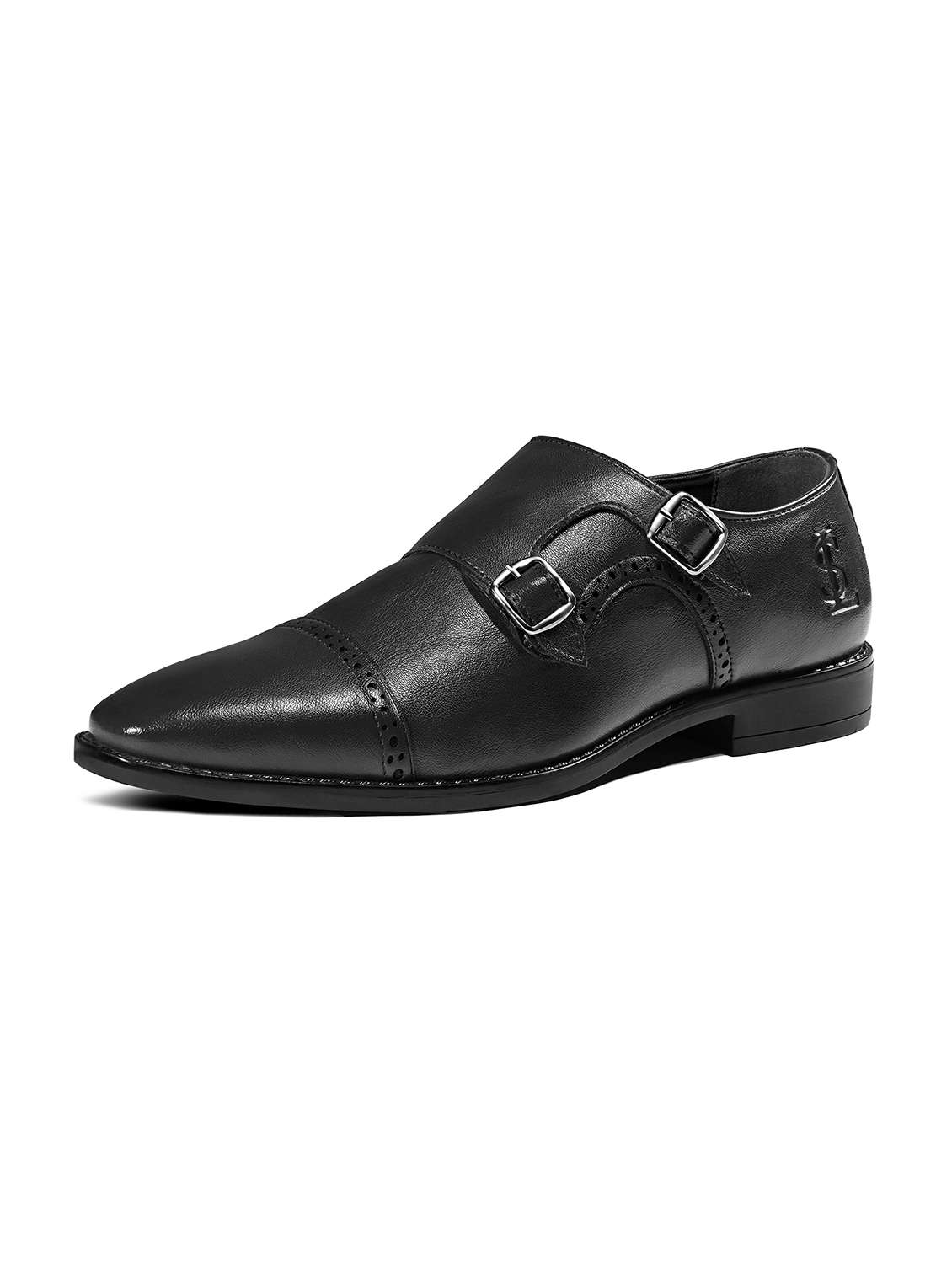 Men Black Slip On Monk Strap - 22729948 -  Standard Image - 1