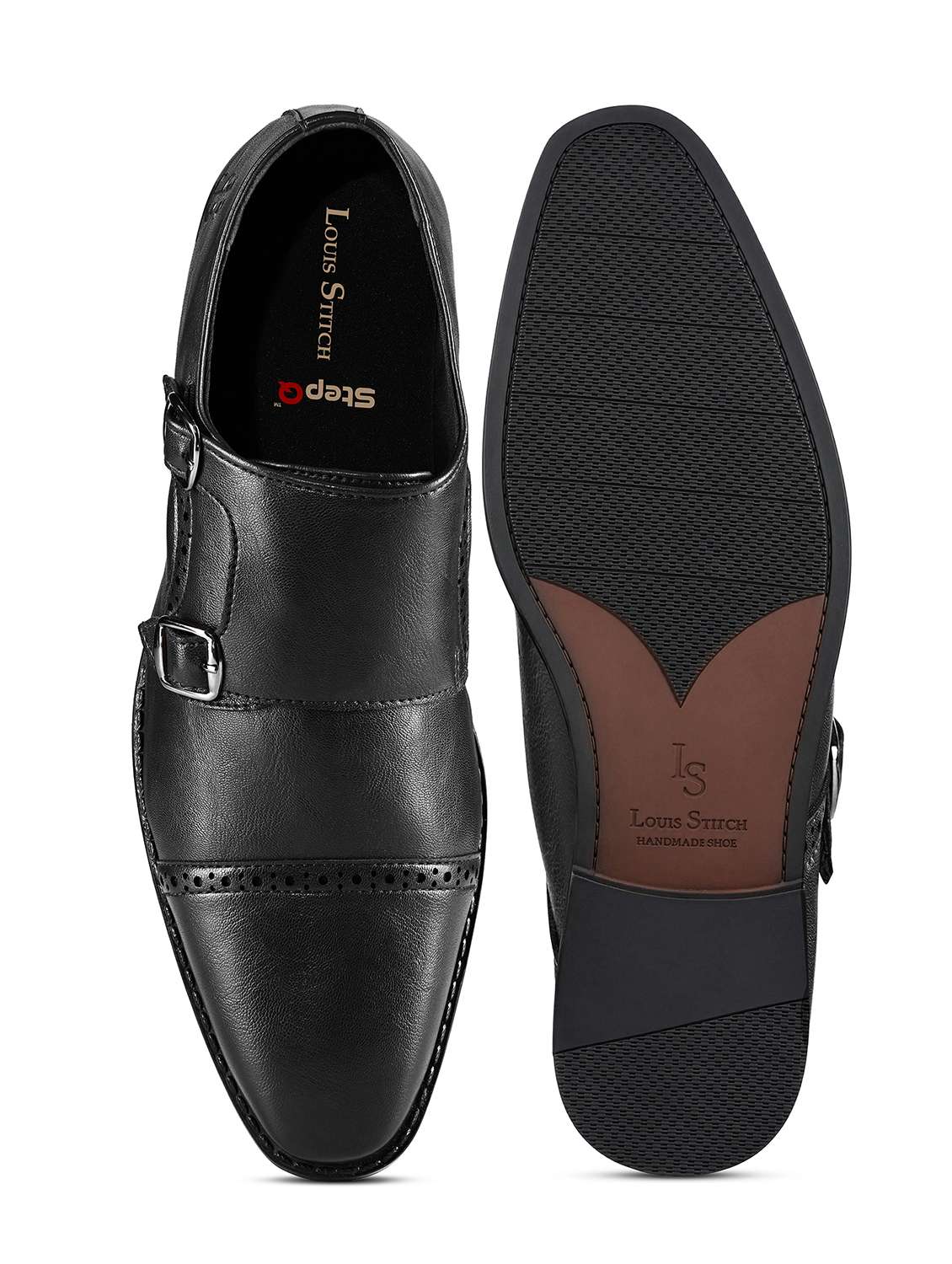 Men Black Slip On Monk Strap - 22729948 -  Standard Image - 4