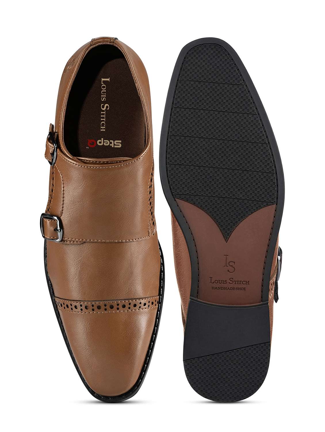 Men Tan Slip On Monk Strap - 22729949 -  Standard Image - 4