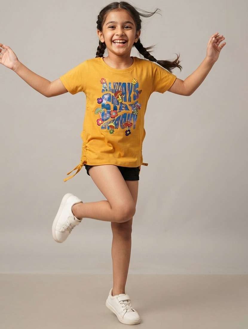 Girls Printed Short Sleeves Regular Fit Tee - 22730036 -  Standard Image - 1