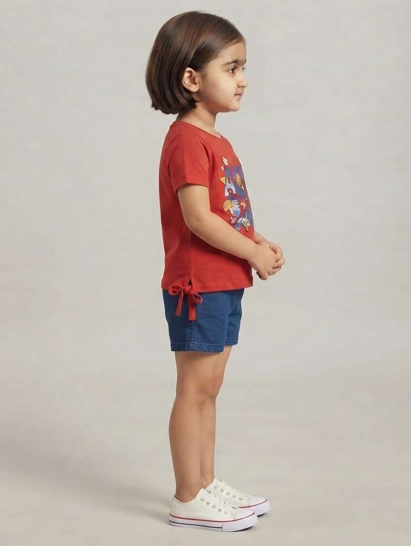 Girls Printed Short Sleeves Regular Fit Tee - 22730039 -  Standard Image - 1