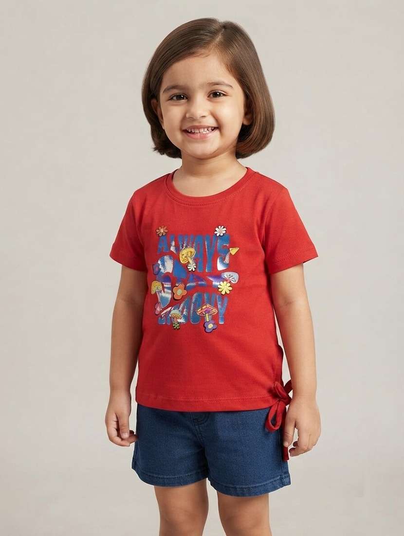 Girls Printed Short Sleeves Regular Fit Tee - 22730039 -  Standard Image - 4