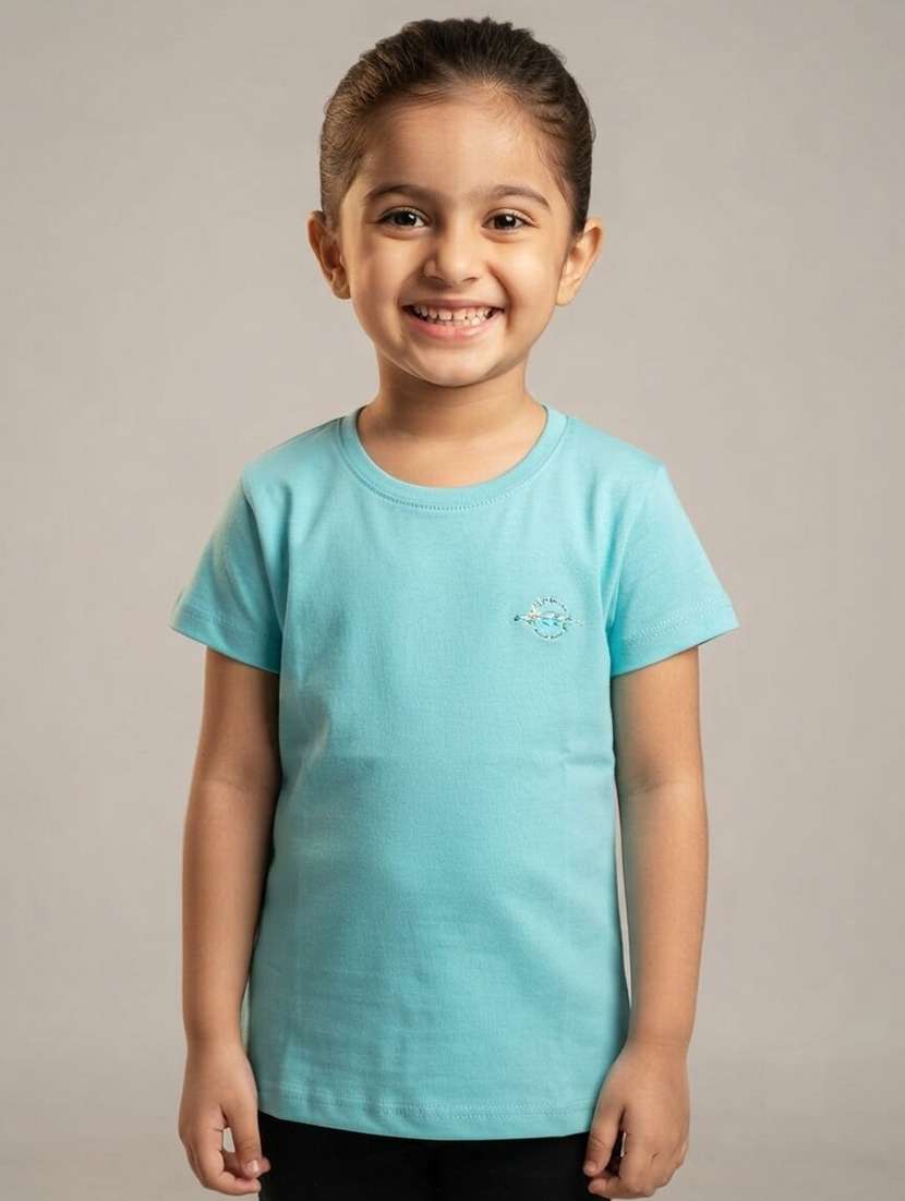 Girls Solid Short Sleeves Regular Fit Tee - 22730043 -  Standard Image - 4