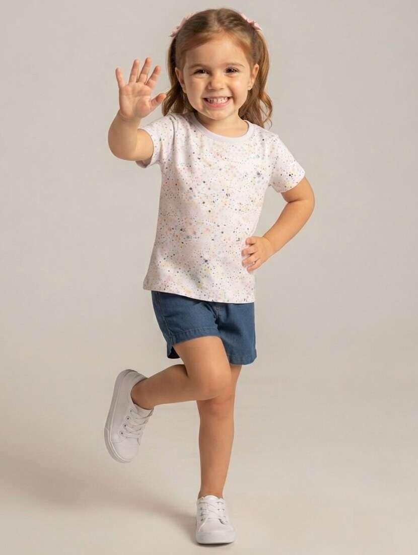 Girls Printed Short Sleeves Regular Fit Tee - 22730051 -  Standard Image - 1