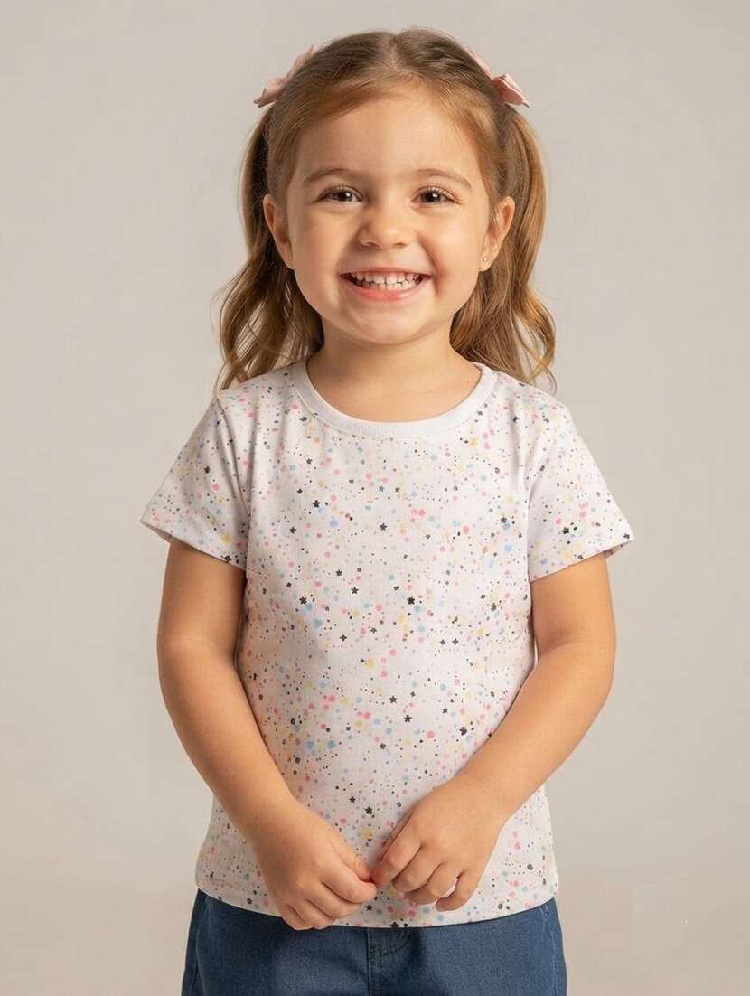 Girls Printed Short Sleeves Regular Fit Tee - 22730051 -  Standard Image - 4