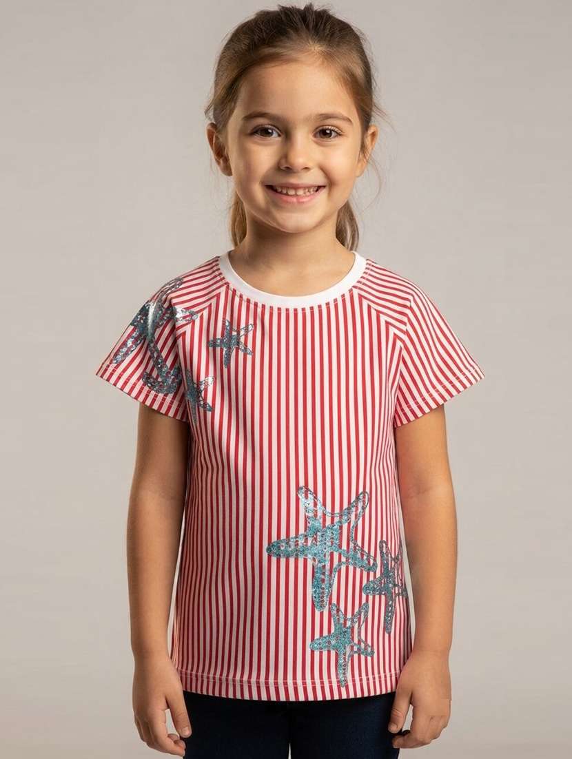 Girls Printed Short Sleeves Regular Fit Tee - 22730056 -  Standard Image - 4