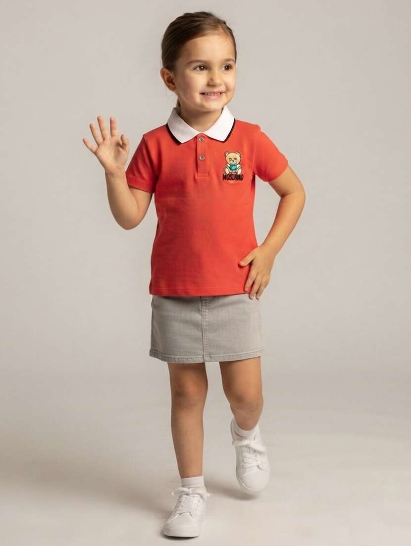 Girls Placement Printed Short Sleeves Polo Tee - 22730067 -  Standard Image - 1