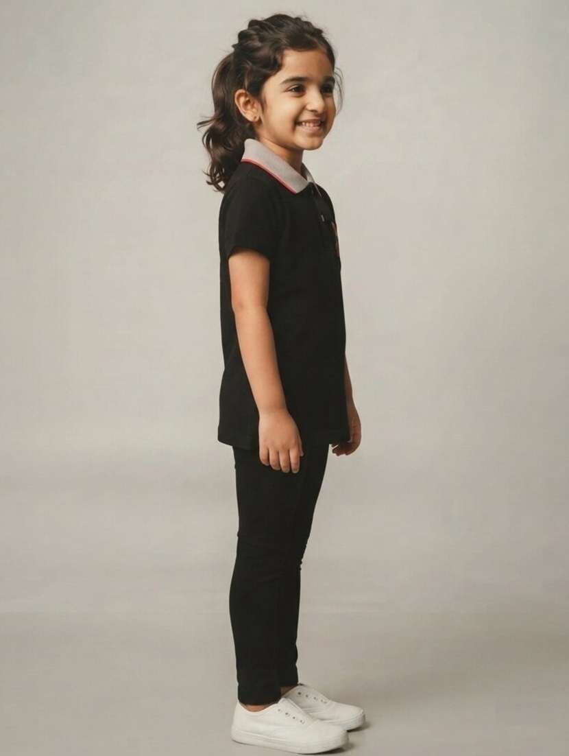 Girls Placement Printed Short Sleeves Polo Tee - 22730069 -  Standard Image - 1