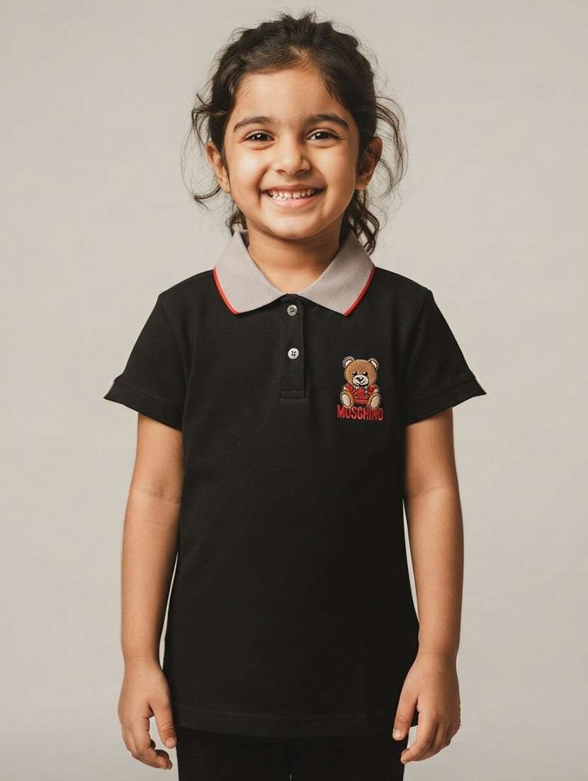 Girls Placement Printed Short Sleeves Polo Tee - 22730069 -  Standard Image - 4