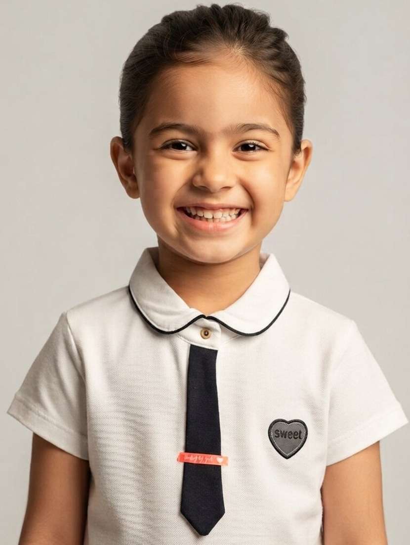 Girls Self Design Short Sleeves Polo Tee - 22730071 -  Standard Image - 4