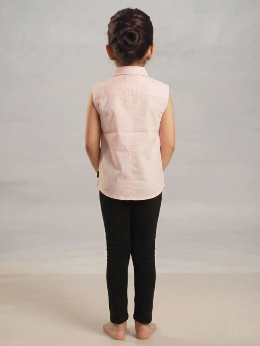Girls Solid Sleeveless Regular Fit Shirt - 22730079 -  Standard Image - 4