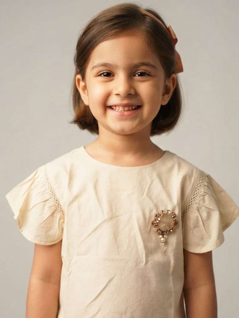 Girls Solid Short Sleeves Regular Fit Top - 22730083 -  Standard Image - 4