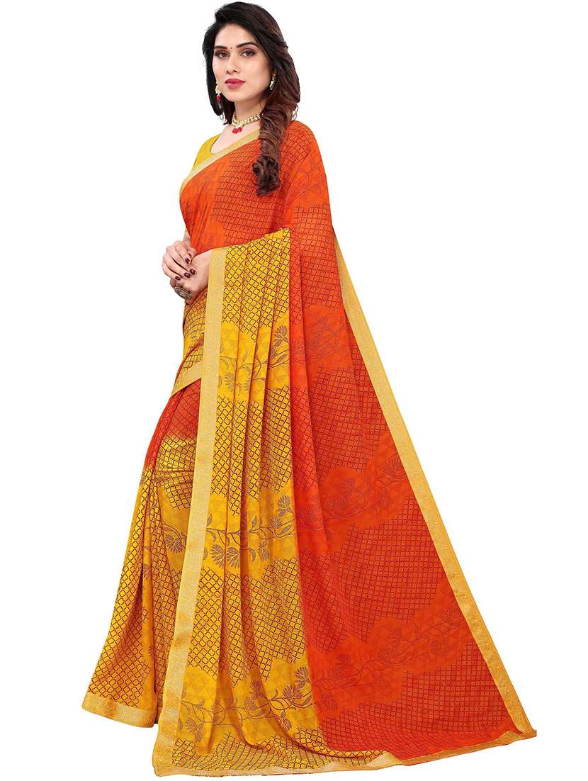 Women Printed Casual Wear Saree With Blouse - 22730437 -  Standard Image - 1