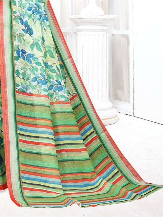 Women Printed Casual Wear Saree With Blouse - 22730508 -  Standard Image - 1