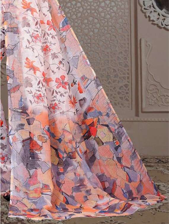 Women Printed Casual Wear Saree With Blouse - 22730513 -  Standard Image - 1