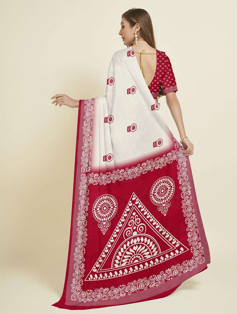Women Printed Casual Wear Saree With Blouse - 22730603 -  Standard Image - 1