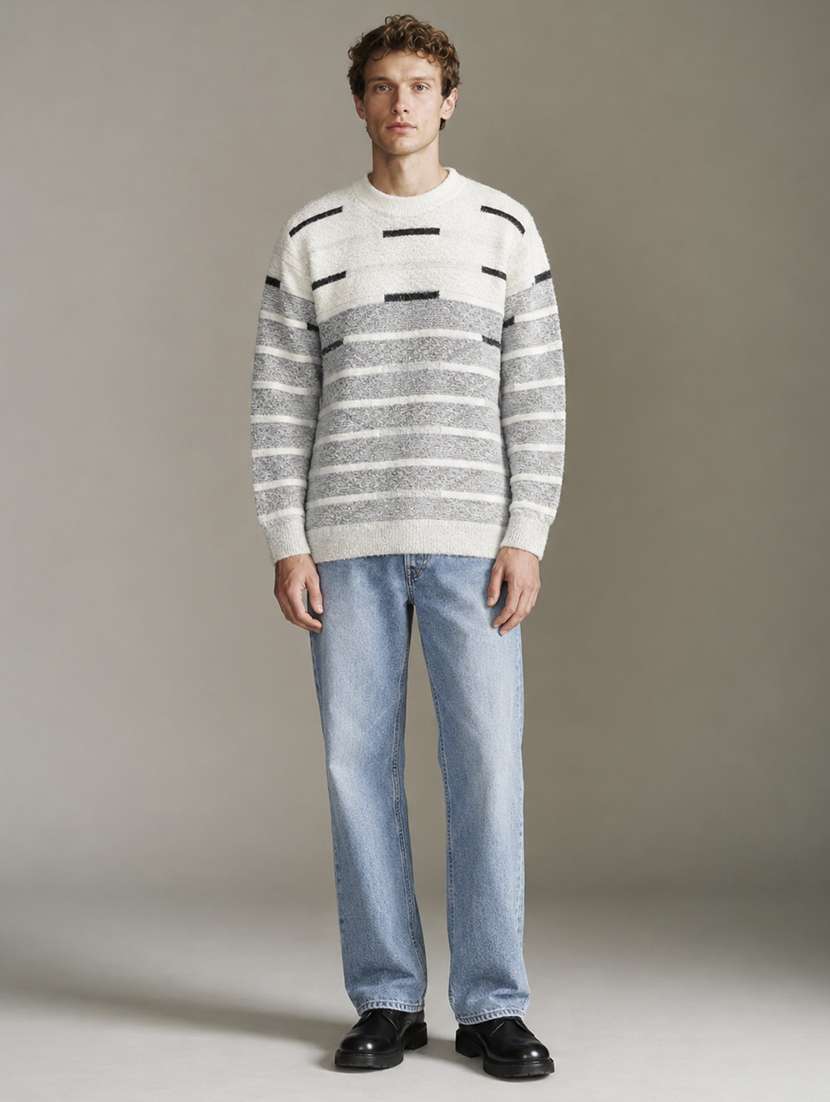 Men Striped Long Sleeve Regular Fit Pullover - 22730728 -  Standard Image - 4
