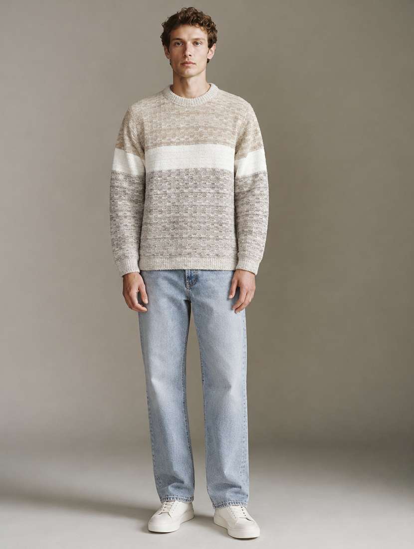 Men Self Design Long Sleeve Regular Fit Pullover - 22730730 -  Standard Image - 4