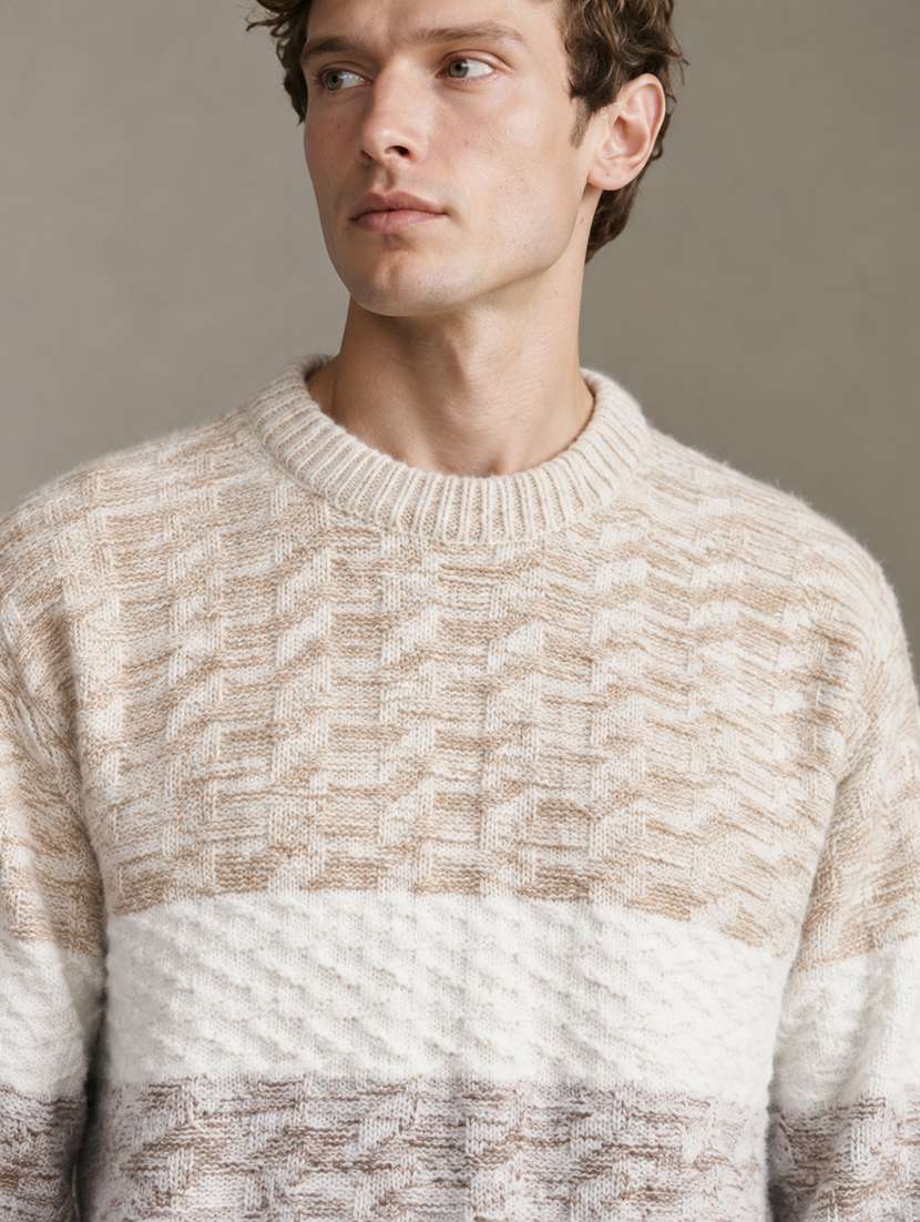 Men Self Design Long Sleeve Regular Fit Pullover - 22730735 -  Standard Image - 1