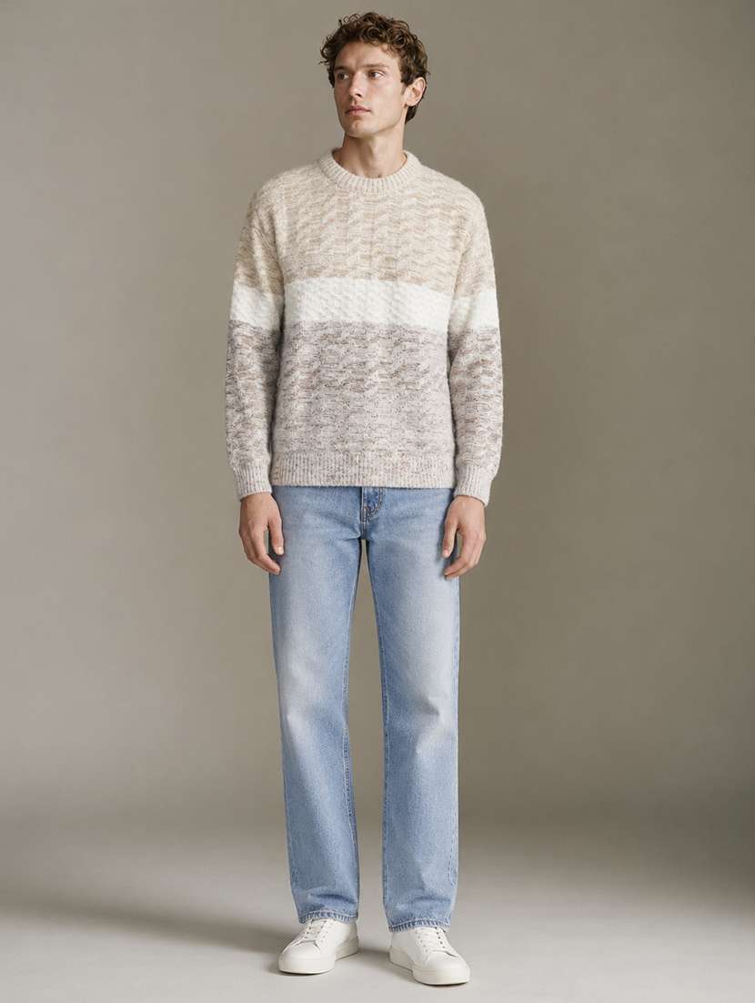Men Self Design Long Sleeve Regular Fit Pullover - 22730735 -  Standard Image - 4