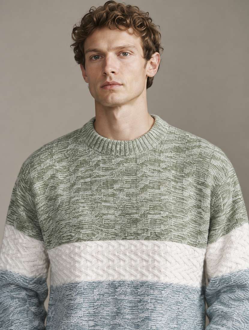 Men Self Design Long Sleeve Regular Fit Pullover - 22730737 -  Standard Image - 1