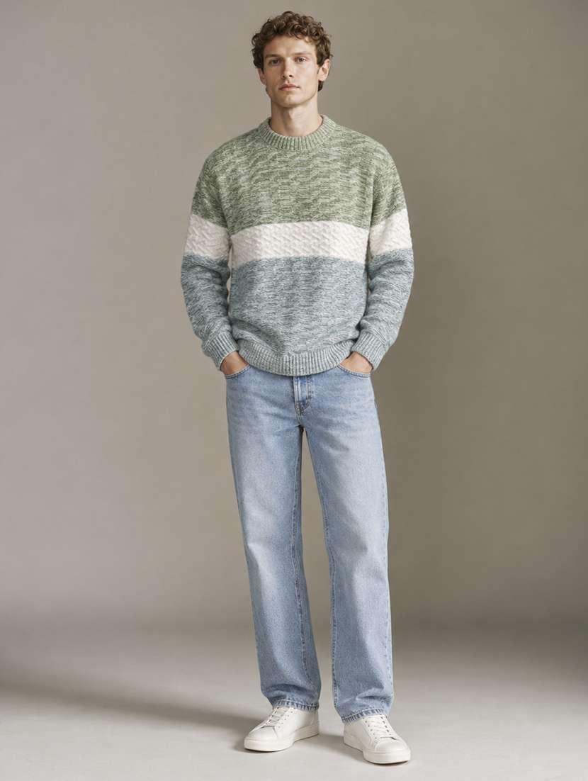 Men Self Design Long Sleeve Regular Fit Pullover - 22730737 -  Standard Image - 4