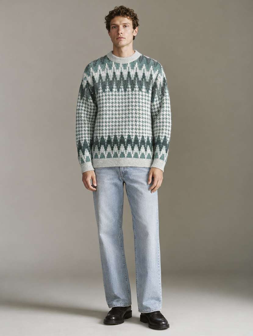 Men Self Design Long Sleeve Regular Fit Pullover - 22730743 -  Standard Image - 4