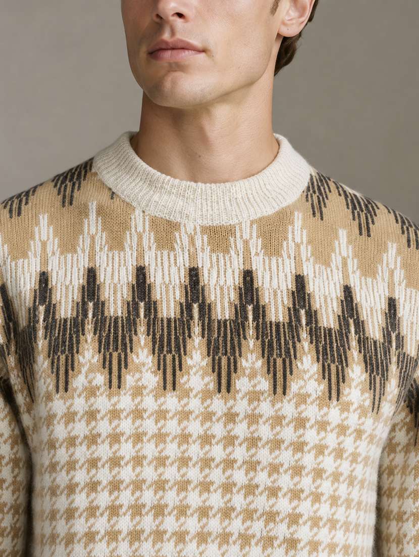 Men Self Design Long Sleeve Regular Fit Pullover - 22730744 -  Standard Image - 1