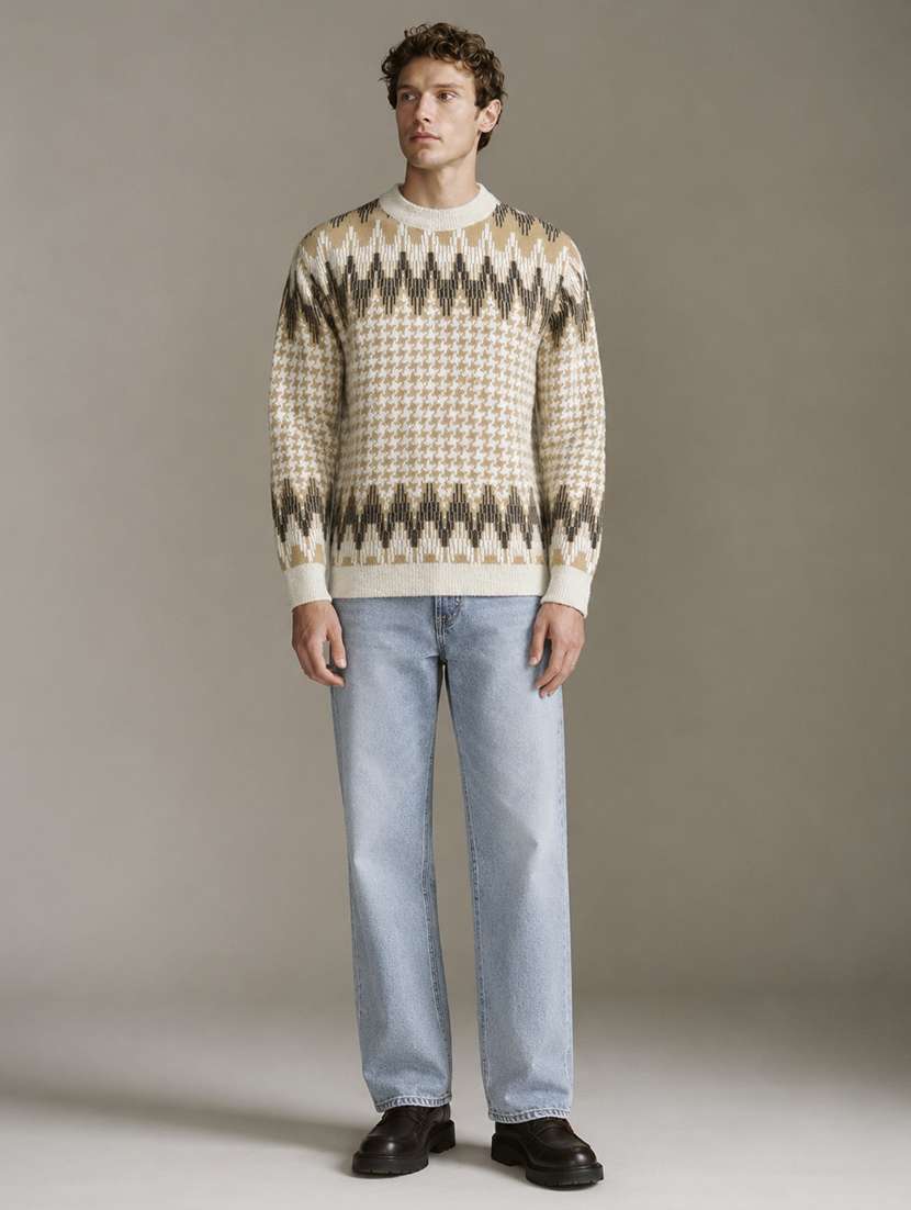 Men Self Design Long Sleeve Regular Fit Pullover - 22730744 -  Standard Image - 4