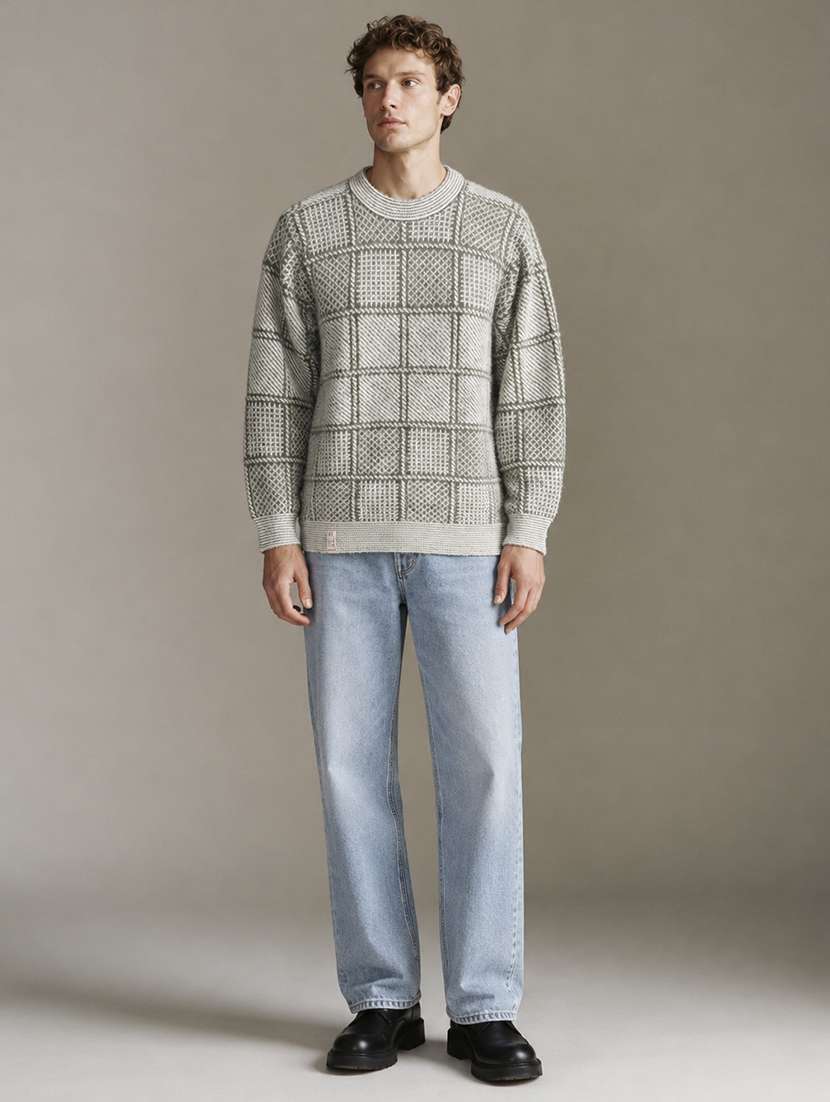 Men Checkered Long Sleeve Regular Fit Pullover - 22730749 -  Standard Image - 4