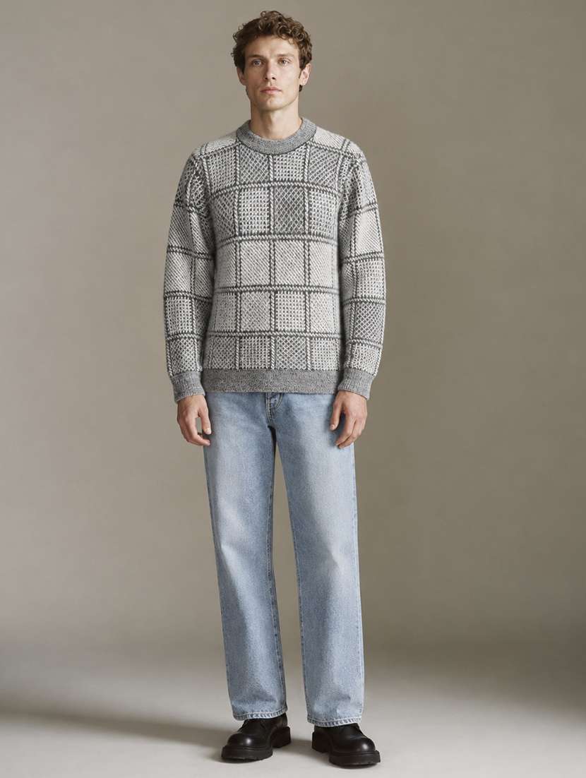 Men Checkered Long Sleeve Regular Fit Pullover - 22730750 -  Standard Image - 4
