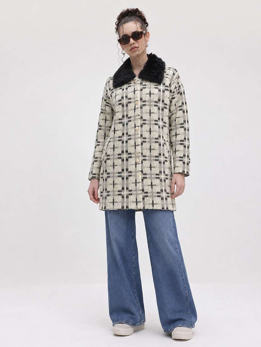 Women Checkered Long Sleeve Cardigan - 22730762 -  Standard Image - 4