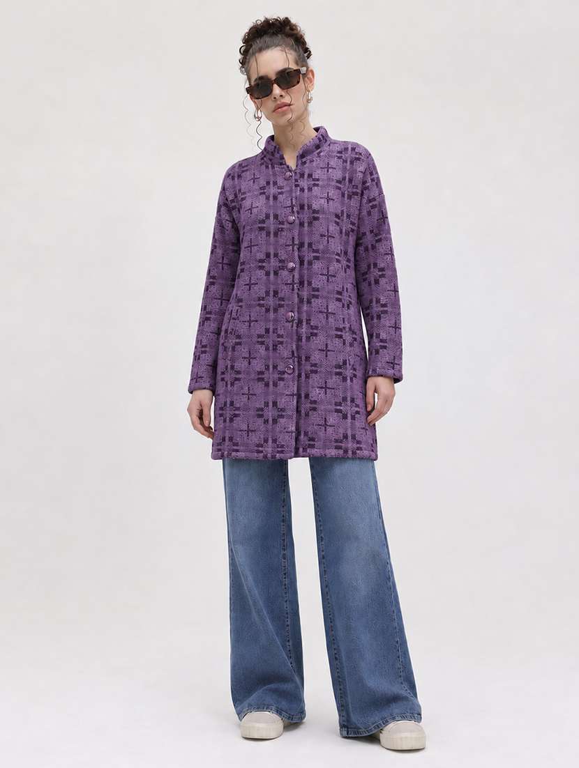 Women Checkered Long Sleeve Cardigan - 22730775 -  Standard Image - 4