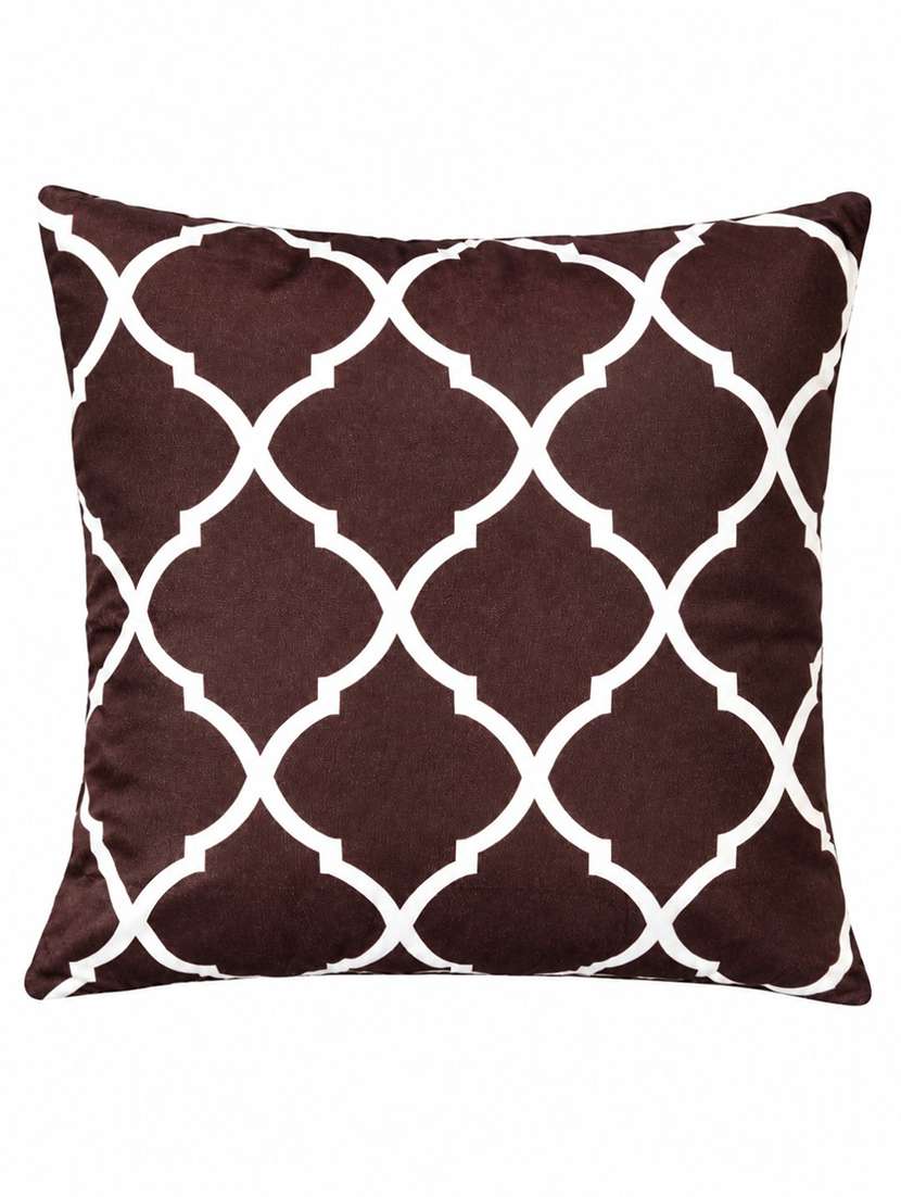 Brown & White Geometric Trellis Pattern Decorative Pillow Cover - 22730901 -  Standard Image - 1