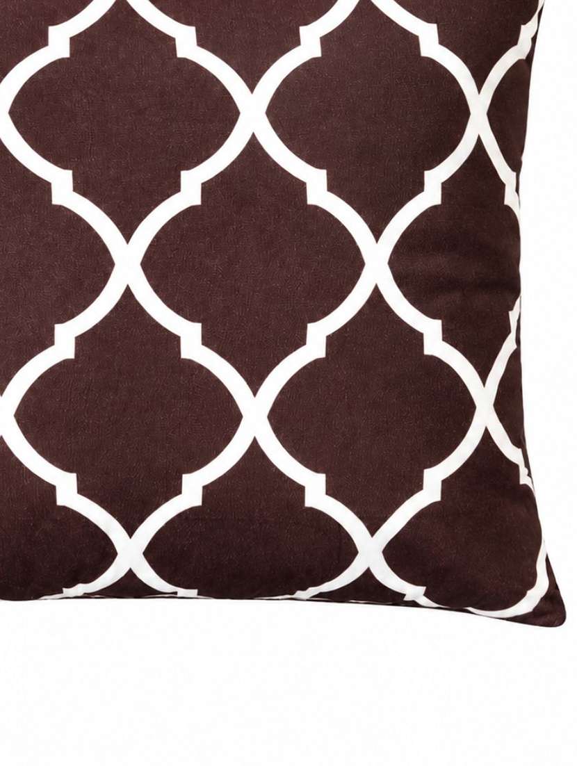 Brown & White Geometric Trellis Pattern Decorative Pillow Cover - 22730901 -  Standard Image - 4