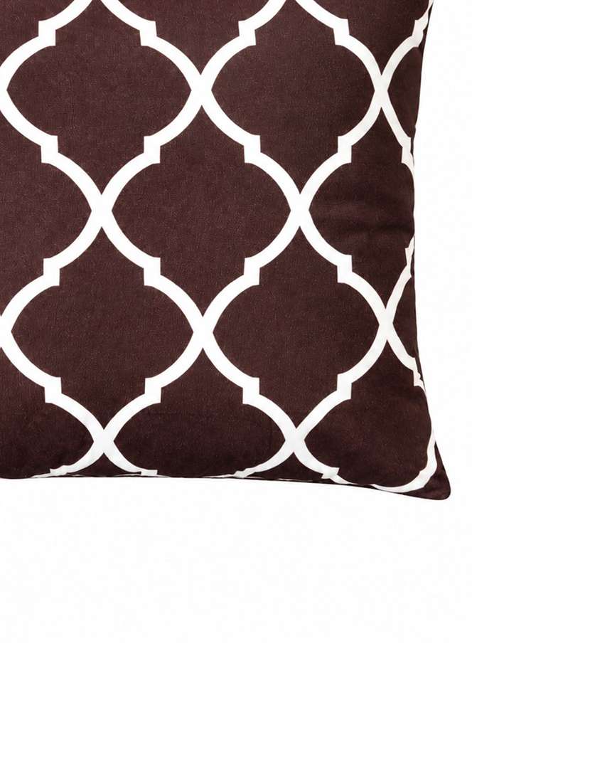 Set Of 2 Brown & White Geometric Trellis Pattern Decorative Pillow Cover - 22730902 -  Standard Image - 4