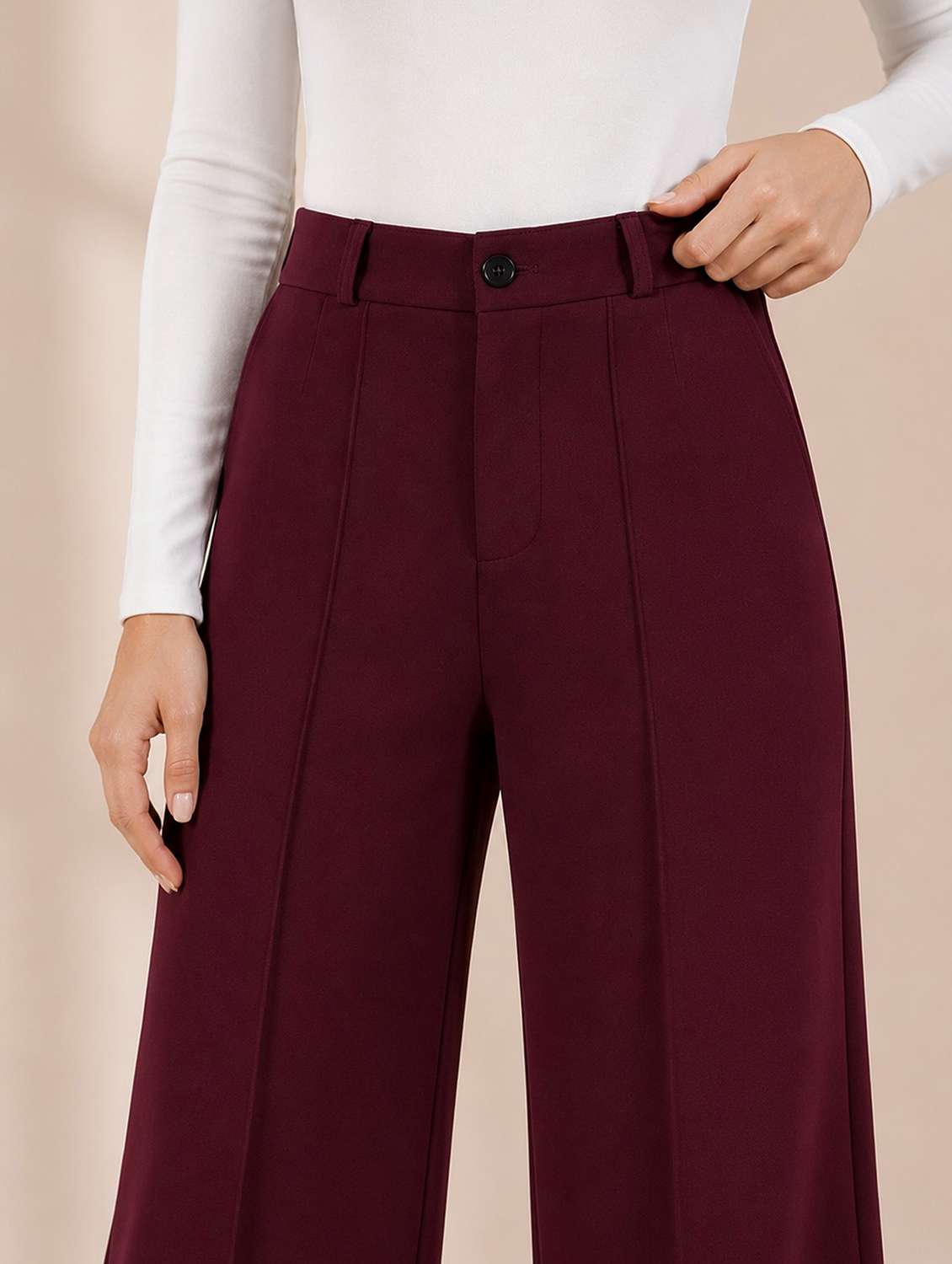Women Solid High Rise Wide Leg Trouser - 22730915 -  Standard Image - 1