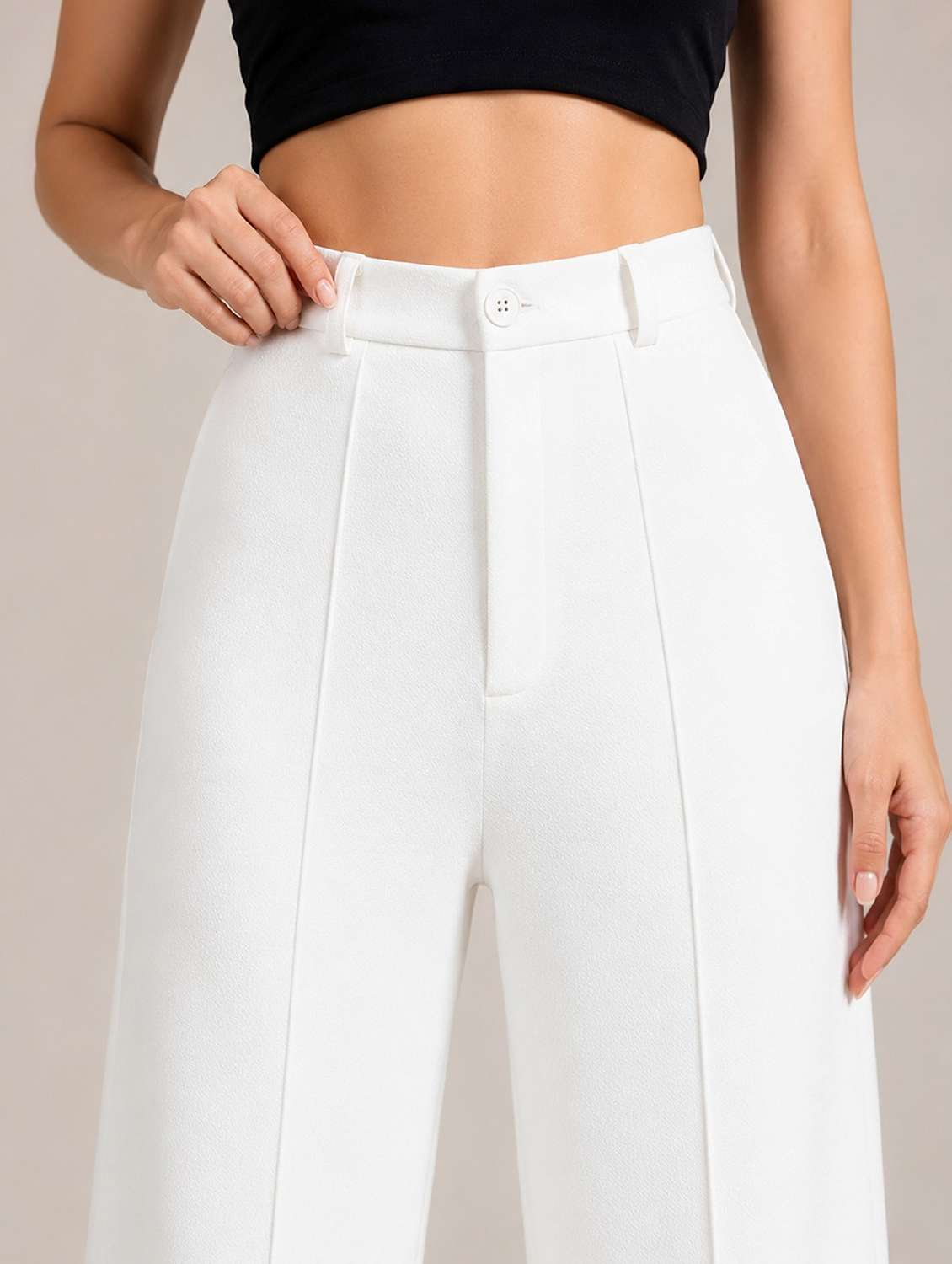 Women Solid High Rise Straight Trouser - 22730916 -  Standard Image - 1